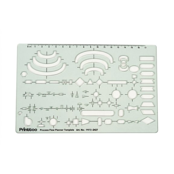 Printtoo Durable Acrylic Process Flow Planner Stencil Set, Include Symboles