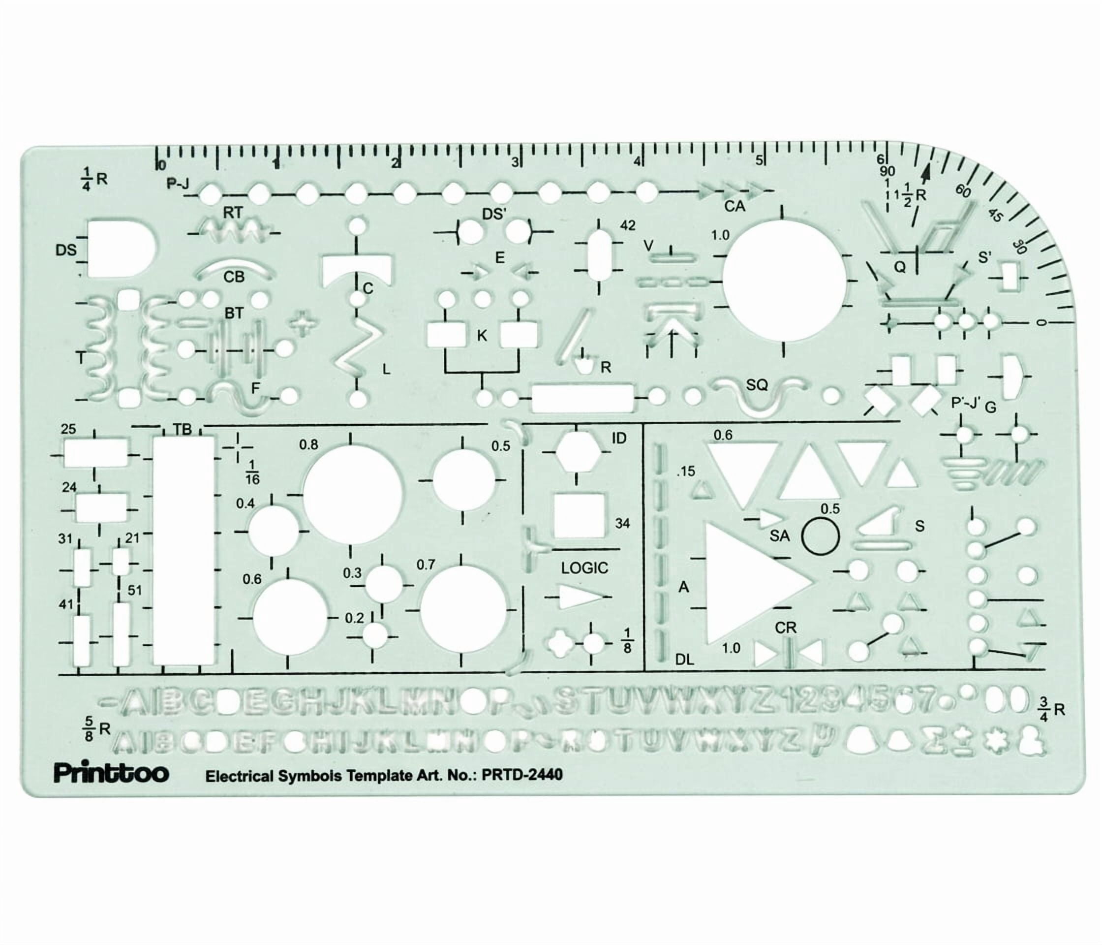 Electrical Reference Ruler Printtoo Electrical Symbols Template Ruler for Circuit Drafting and ...