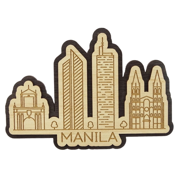 Printtoo Engraved Wooden Souvenir Depicting Manila Philippines City Fridge Magnet