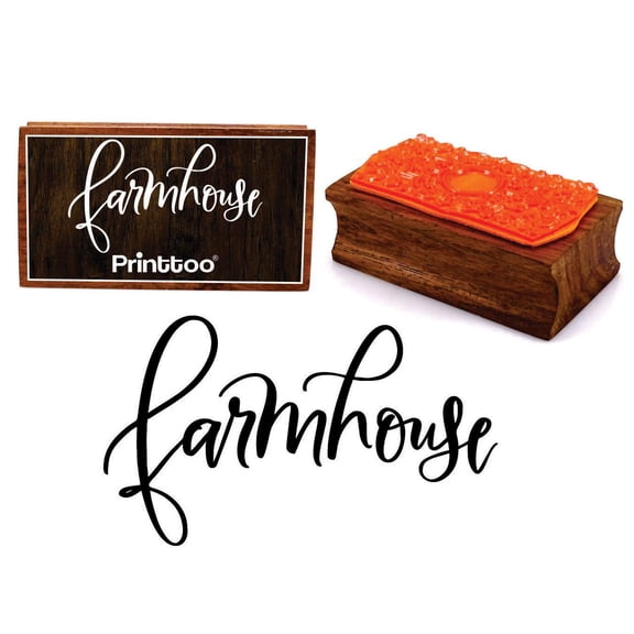 Printtoo Farmhouse Calligraphy Rectangular Wooden Rubber Stamp Block Scrap-Booking