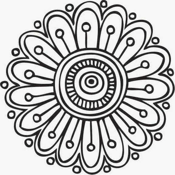 Printtoo Floral Mandala Wooden Rubber Stamp Scrap-booking Craft Textile Round Stamps-2 Inch