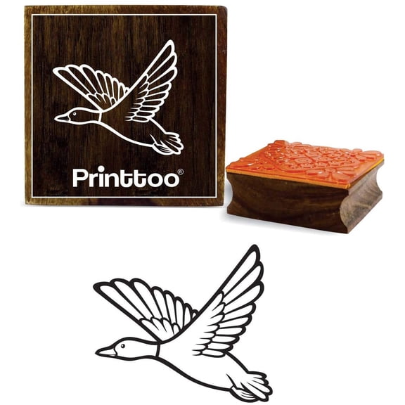 Printtoo Flying Duck Pattern Craft Textile Square Wooden Rubber Stamp Scrap-booking-2 x 2 Inches