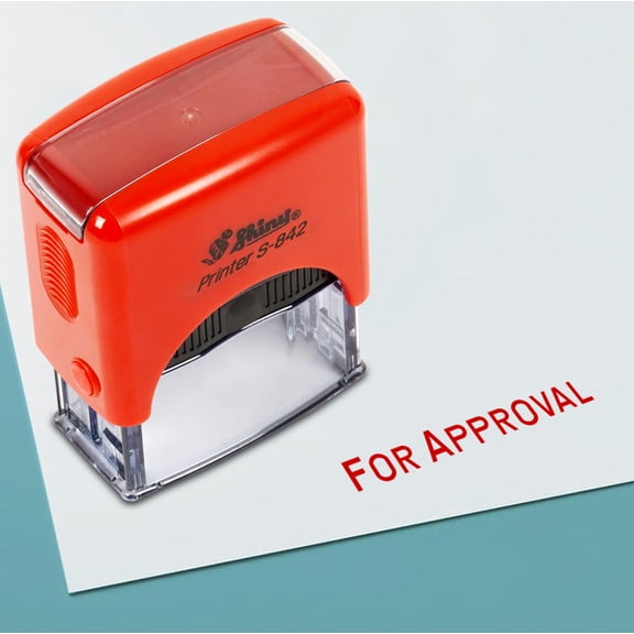 Printtoo For Approval Self Inking Rubber Stamp Pre,Inked Office Stamp, Home Office Business Stationery, 38 x 14 mm, Red