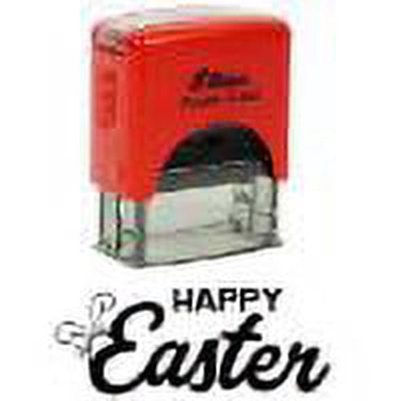 Printtoo Happy Easter Self Inking Rubber Stamp Pre,Inked Office Stamp, Home Office Business Stationery, 38 x 14 mm, Black
