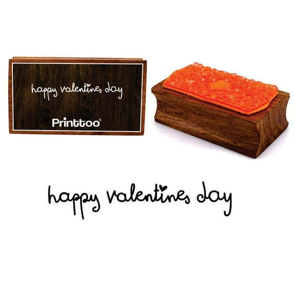Printtoo Happy Valentines Day Rectangular Wooden Rubber Stamp Block Scrap-Booking