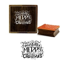 Printtoo Have Yourself A Merry Little Christmas Word Square Wooden Rubber Stamp-3 x 3 Inches