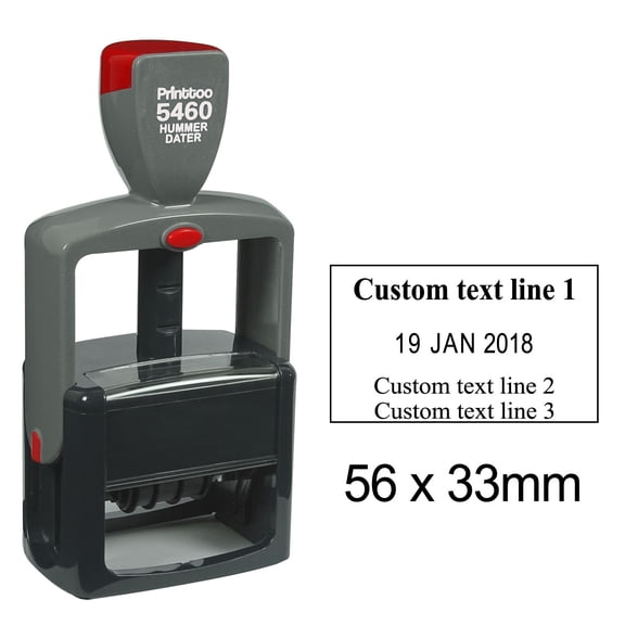 Printtoo Heavy Duty Dater Stamp With Custom Text Self Inking Office Stationery Date Rubber Stamp-Black