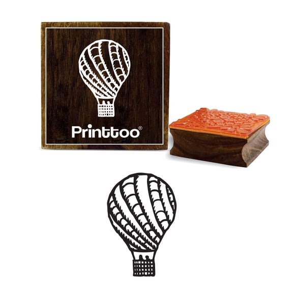 Printtoo Hot Air Balloon Pattern Square Wooden Rubber Stamp Scrap-booking Stamps-5 x 5 Inches