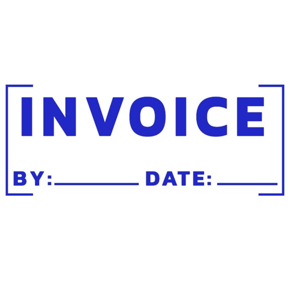 Printtoo Invoice Self Inking Rubber Stamp Pre-Inked Office Stamp- Home Office Business Stationery, 47 x 20 mm Blue