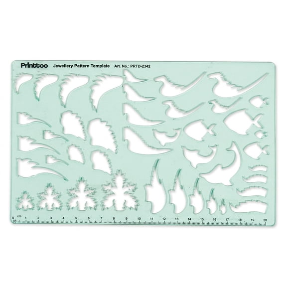 Printtoo Jewellery Pattern Template for Wing Motifs, 2 mm Acrylic Feather Flame Shape Stencil Ruler for Pendant Earring Brooch Charm Design, Goldsmith Sketching, Ornament Craft Drafting
