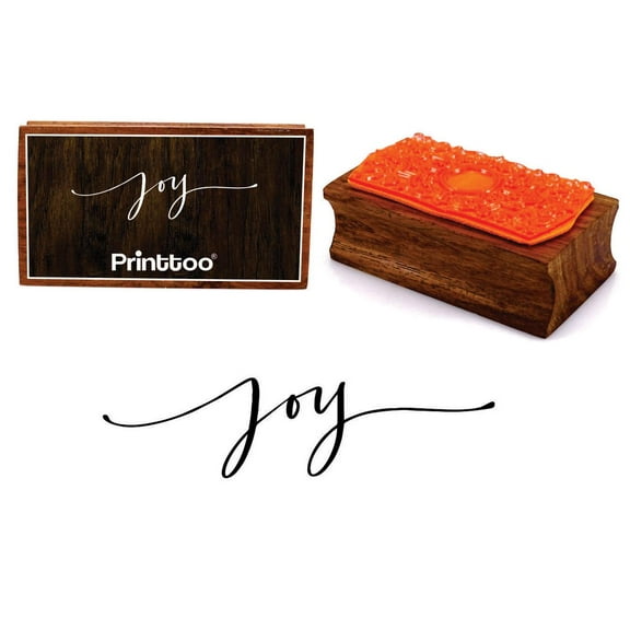 Printtoo Joy Calligraphy Rectangular Wooden Rubber Stamp Block Scrap-Booking