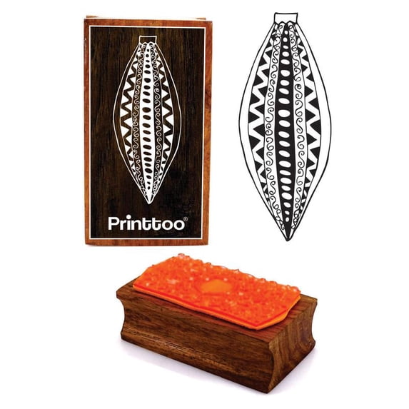 Printtoo Karanji Mould Design Rectangular Wooden Rubber Stamp Block Scrap-Booking