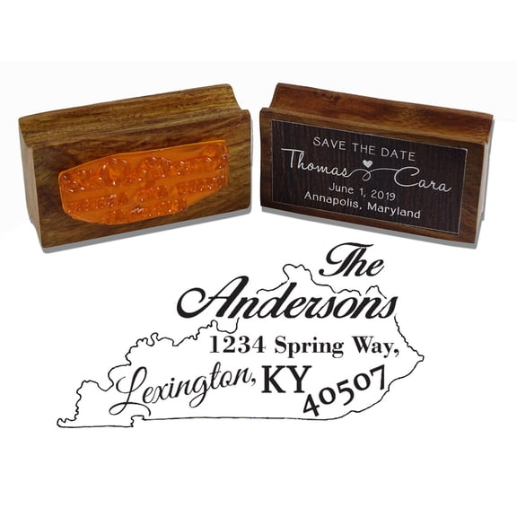 Printtoo Kentucky State Map Custom Address Personalized Wood Mounted Rubber Stamp