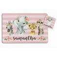 thumbnail image 1 of Printtoo Kids Placemat & Coaster Set Personalized Birthday Christmas Gifts For Girls,Stripe & Animals-11x17 Inch, 1 of 6
