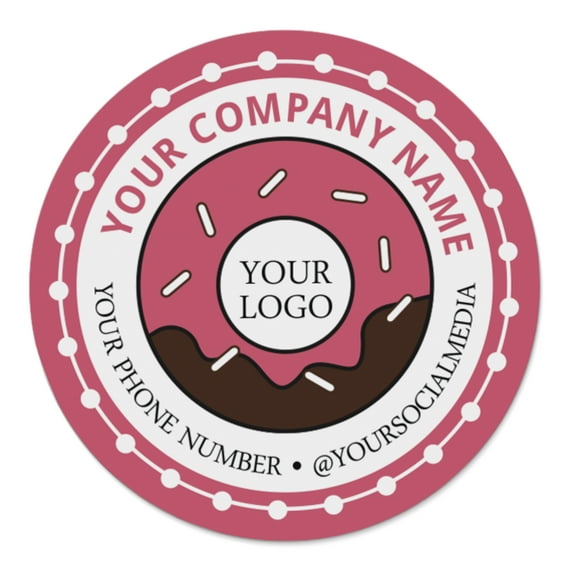 Printtoo Label Stickers for Small Business -100 RoundCustom Vinyl Waterproof Stickers -Personalized Labels for Handmade, Brand Stickers -Donuts, 3x3 Inches