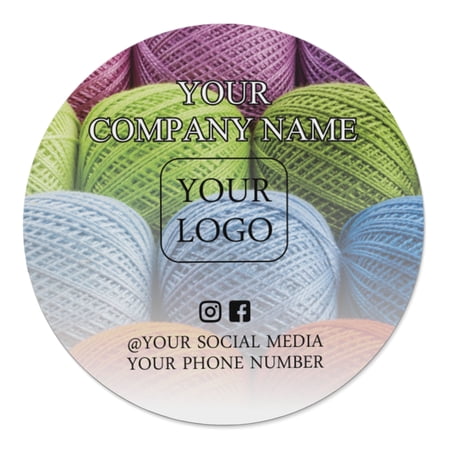 Printtoo Label Stickers for Small Business -100 RoundCustom Vinyl Waterproof Stickers -Personalized Labels for Handmade, Brand Stickers -Threads, 3x3 Inches