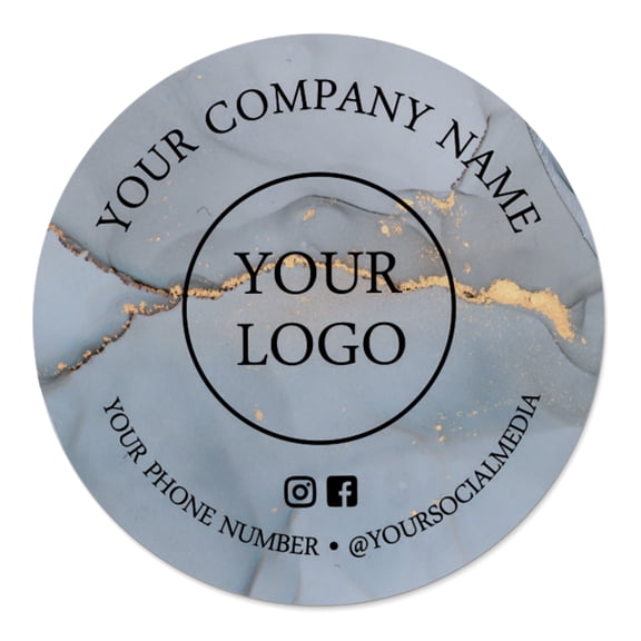 Printtoo Label Stickers for Small Business -100 RoundCustom Vinyl Waterproof Stickers -Personalized Labels for Handmade, Brand Stickers -Marbling Theme, 3x3 Inches