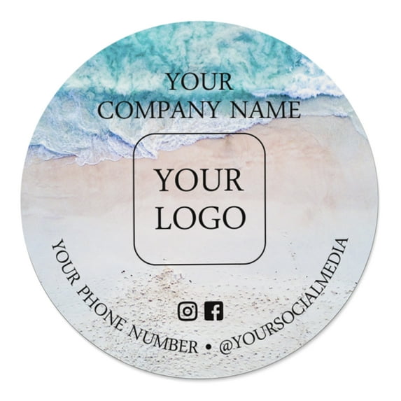 Printtoo Label Stickers for Small Business -100 RoundCustom Vinyl Waterproof Stickers -Personalized Labels for Handmade, Brand Stickers -Ocean, 2x2 Inches