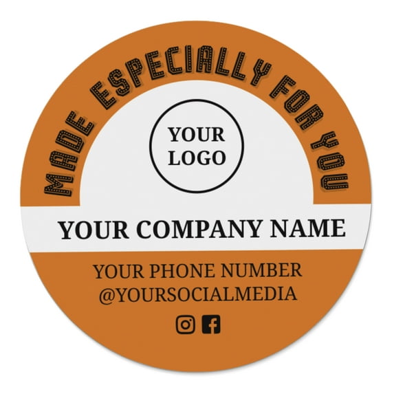Printtoo Label Stickers for Small Business -100 RoundCustom Vinyl Waterproof Stickers -Personalized Labels for Handmade, Brand Stickers -Orange, 3x3 Inches