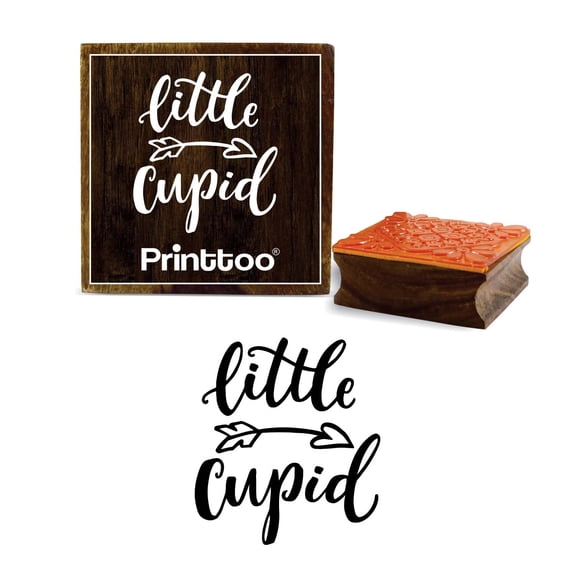 Printtoo Little Cupid Word Design Scrap Diary Card Print Square Wooden Rubber Stamp-5 x 5 Inches