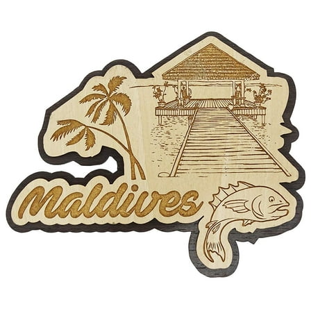 Printtoo Maldives Engraved Fridge Magnet Souvenir Wooden Gift Collectibles