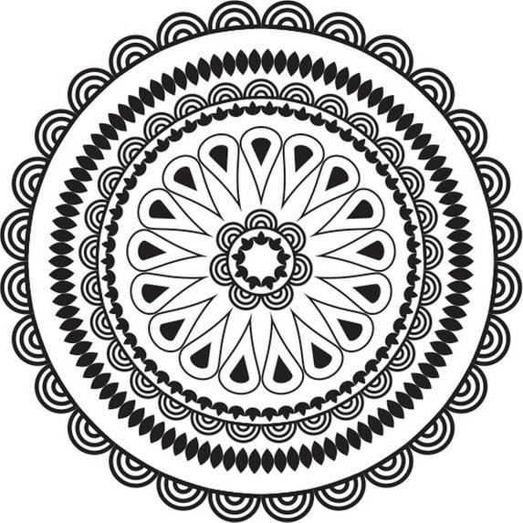 Printtoo Mandala Pattern Round Wooden Rubber Stamp Scrap-booking Craft Textile-2 Inch