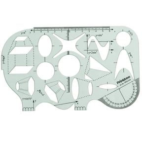 Printtoo Maths Trigonometry Formula Geometric Template Ruler, 2 mm Thick Transparent Green Acrylic Drafting Stencil with Measurement Scale, Protractor and Shape Cutouts for School & Office
