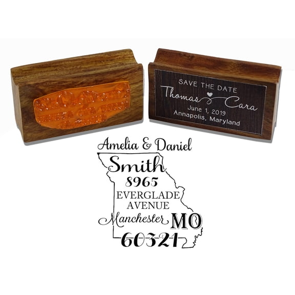 Printtoo Missouri City Map Custom Return Address Wood Mounted Personalized Rubber Stamp