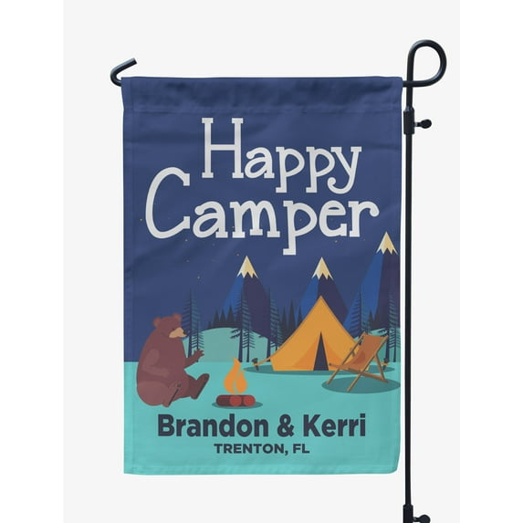 Printtoo Multicolor Happy Camper Campsite Camping Flags Personalized Outdoor GardenFlagsCamp Decor Accessory Double SidedFlags12.5x18 Inches