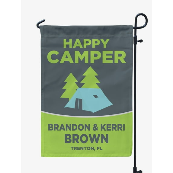 Printtoo Multicolor Happy Camper Campsite Personalized Camping Flags For Campers Double Sided CampsiteFlagOutdoor GardenFlags