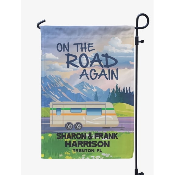 Printtoo Multicolor On The Road Again Big Travel Trailer CampingFlagCustom Personalized Camping Flags For Campers Double Sided CampsiteFlag
