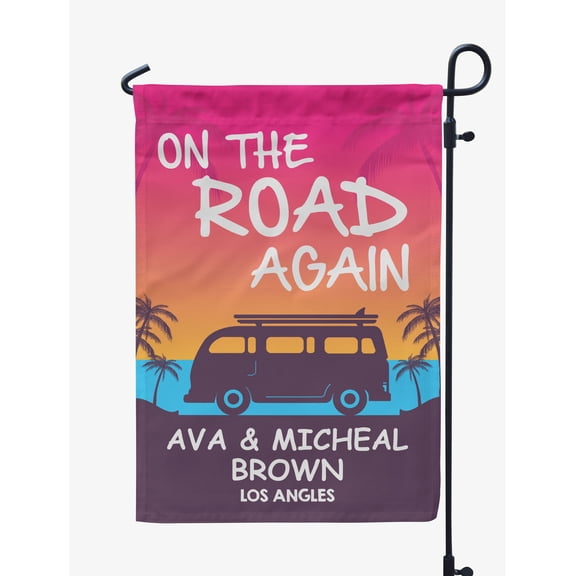 Printtoo Multicolor On The Road Again Caravans 12.5x18 Inches Double SidedFlagsDouble Sided CampFlagCampsiteFlagPersonalized Camping Flags