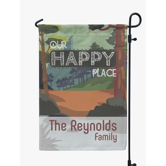 Printtoo Multicolor Our Happy Place Campsite Camping Flags For Campers Personalized Double SidedFlag Outdoor Decor Sign CampsiteFlag