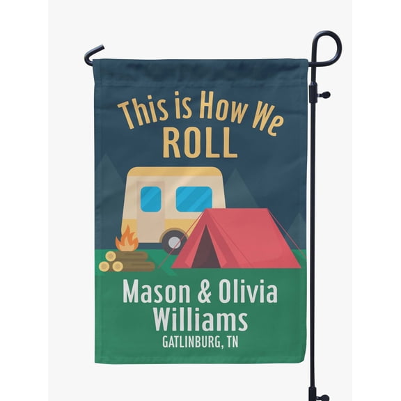 Printtoo Multicolor This Is How We Roll Retro Camp Trailer Personalized Camping Flags For Campers Double Sided CampsiteFlagOutdoor GardenFlags