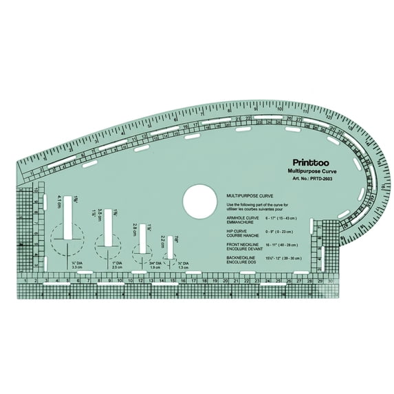 Pattern Locating Reference Frame Printtoo Multipurpose Curve Tailoring Template, French Curve Ruler for ...