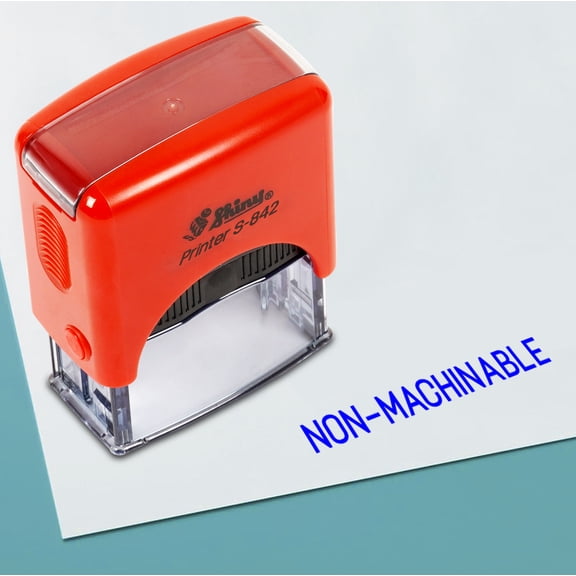 Printtoo Non,Machinable Self Inking Rubber Stamp Pre,Inked Office Stamp, Home Office Business Stationery, 38 x 14 mm, Blue