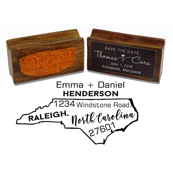 Printtoo North Carolina State Map Custom Address Personalized Wood Mounted Rubber Stamp