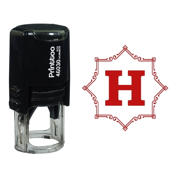 Printtoo Octagon Celtic Swirl Frame Alphabet H Monogram Self Inking Rubber Stamp Office Stationary
