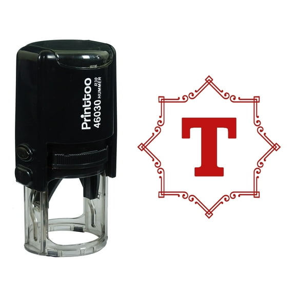 Printtoo Octagon Celtic Swirl Frame Alphabet T Monogram Self Inking Rubber Stamp Office Stationary