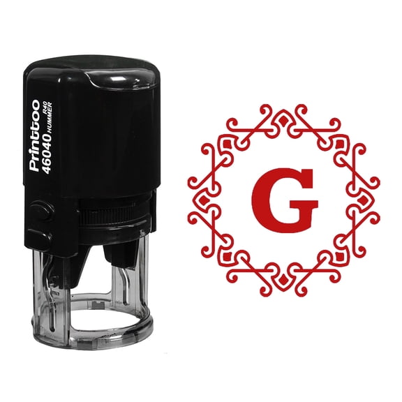 Printtoo Octagon Celtic Swirl Frame G Alphabet Monogram Office Stationary R-40 Self Inking Rubber Stamp-Red
