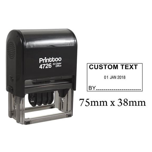 Printtoo Office Stationery Dater Stamp With A Custom Text & Signature Space Self Inking Rubber Stamp-Black