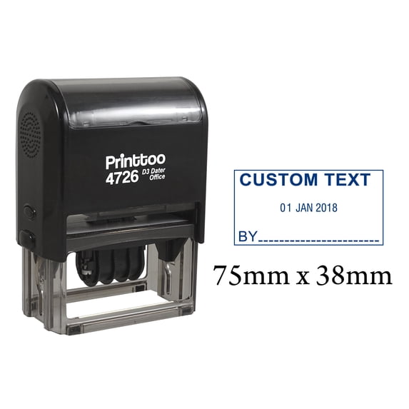 Printtoo Office Stationery Dater Stamp With A Custom Text & Signature Space Self Inking Rubber Stamp-Blue