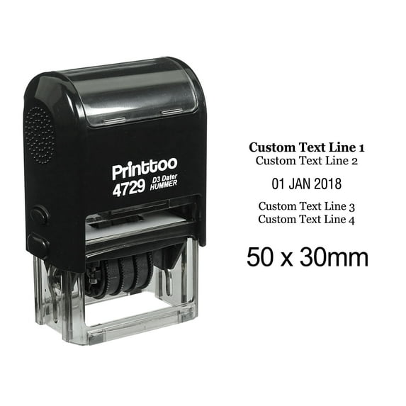 Printtoo Office Stationery Dater Stamp With Custom Text Date Self inking Rubber Stamp-Black