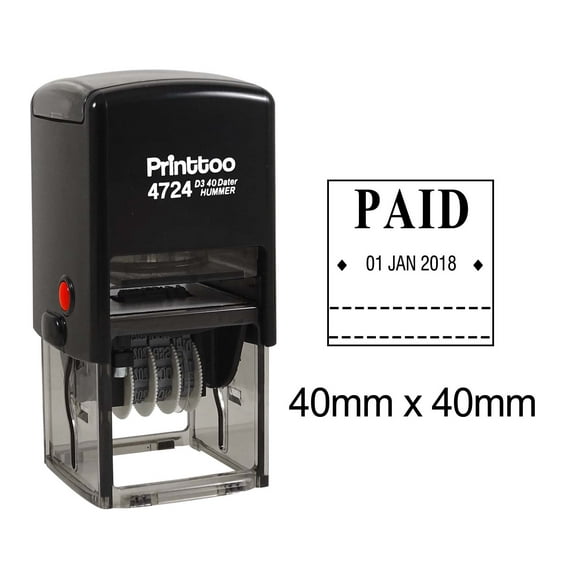 Printtoo Office Stationery Dater Stamp With Paid Text Self Inking Document Date Rubber Stamp-Black