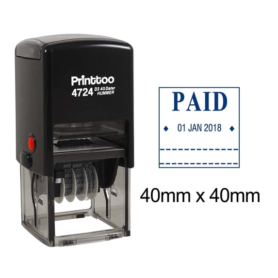 Printtoo Office Stationery Dater Stamp With Paid Text Self Inking Document Date Rubber Stamp-Blue