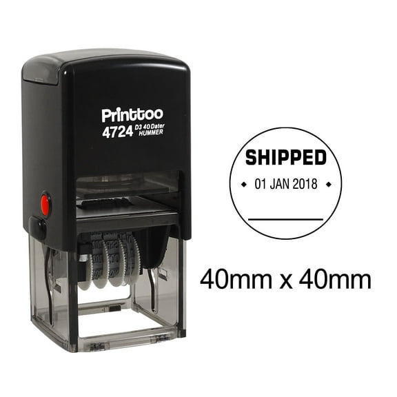 Printtoo Office Stationery Round Dater Stamp Self Inking With Shipped Text Date Rubber Stamp-Black