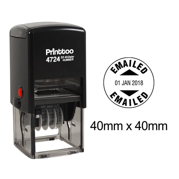 Printtoo Office Stationery Round Self Inking Dater Stamp With Emailed Text Date Document Rubber Stamp-Black