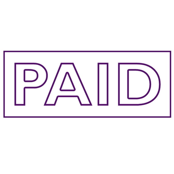 Printtoo Paid Self Inking Rubber Stamp Pre-Inked Office Stamp- Home Office Business Stationery, 47 x 20 mm Purple