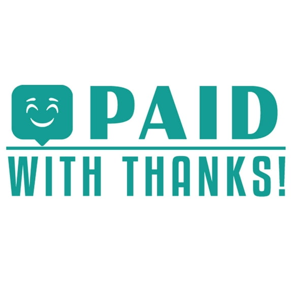 Printtoo Paid With Thanks Self Inking Rubber Stamp Pre-Inked Office Stamp- Home Office Business Stationery, 47 x 20 mm Green
