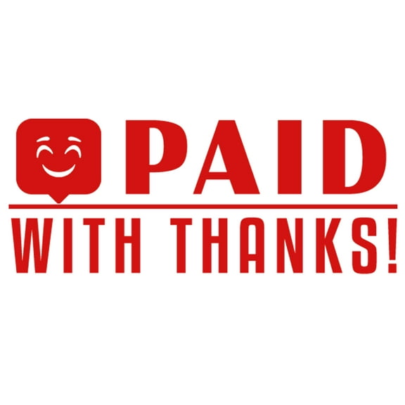 Printtoo Paid With Thanks Self Inking Rubber Stamp Pre-Inked Office Stamp- Home Office Business Stationery, 47 x 20 mm Red